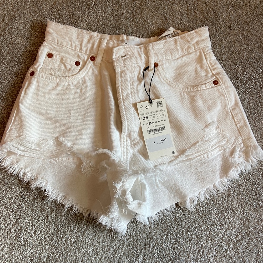 Zara white denim shorts